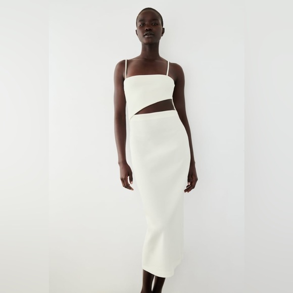 Zara Cut Out Midi Bodycon Shower Bridal Wedding Dress - Picture 7 of 12